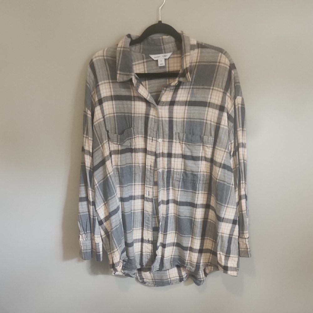Wit & Wisdom Blue Cream Plaid Button-Up Shirt